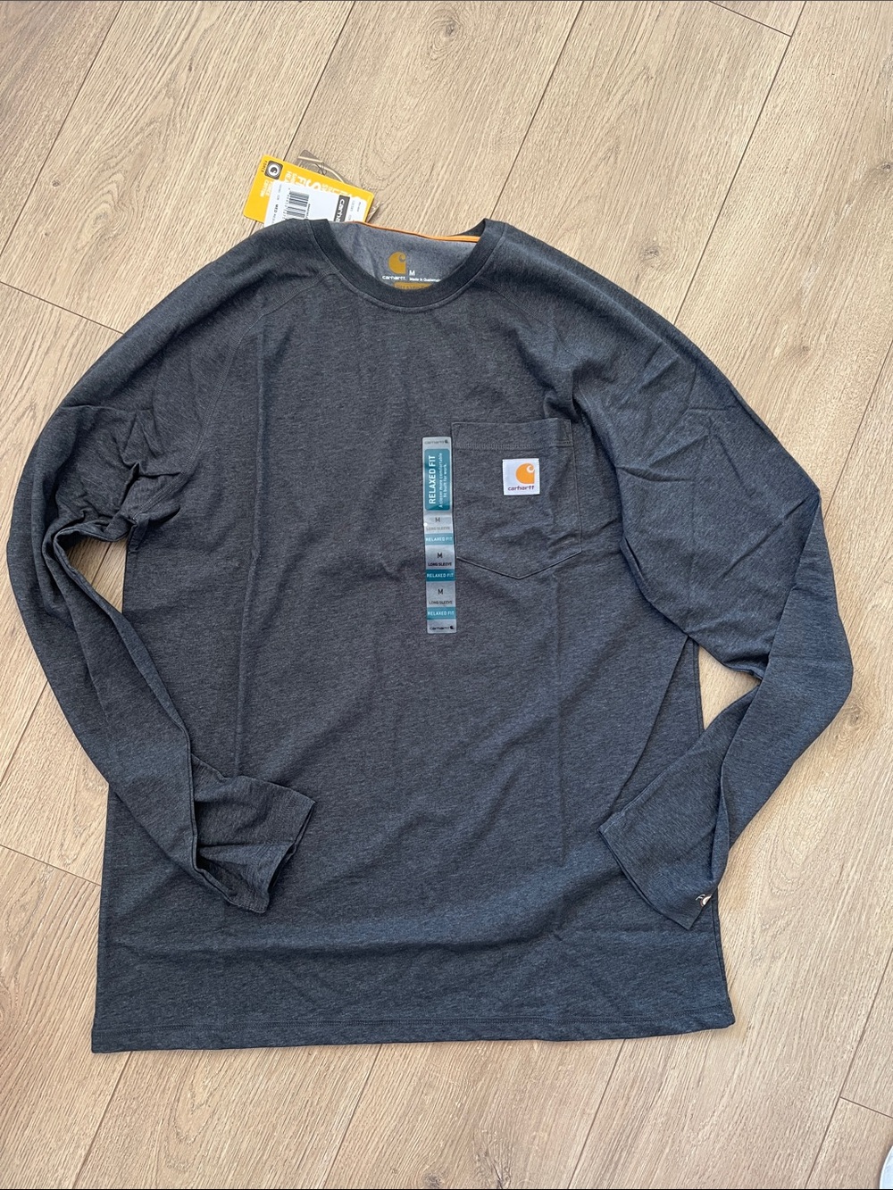 Carhartt Long-Sleeve Pocket Tee — Dark Charcoal Gray